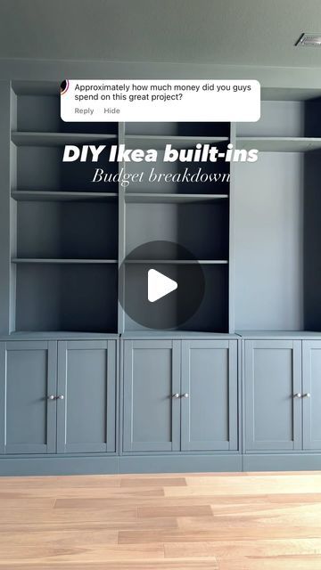 Tori || home design + decor on Instagram: "DIY Ikea built-ins budget breakdown ⬇️

Let’s get detailed with this FAQ! 
How much did it cost us to do our built-ins? 

5 Havsta cabinets and 4 Billy bookcases- $1500
Plywood shelf, lattice trim, primed 1x5- $100
Caulk and wood filler- $15
Primer, paint, sealer- $150
🤍 Total cost- $1765 

(This is assuming you already have power tools and the basics like brushes and rollers for painting.)

🔨I have all the specifics for products used and detailed steps for how we tackled this project saved in a highlight! 

-Follow @loveletters_home for more DIY, affordable home finds, and home styling ideas! 
-Shop my home LTK linked in bio! 

#diyhome #homeprojects #homediyproject #builtins #homediy #diytips #homeimprovement #ikeahack #ikeahome #builtincabine How To Paint Billy Bookcase, How To Paint Ikea Cabinets, How To Paint Ikea Furniture, Painted Ikea Furniture, Painted Billy Bookcase, Billy Bookcase Built In, Billy Bookcase Styling, Ikea Laiva, 1905 Green