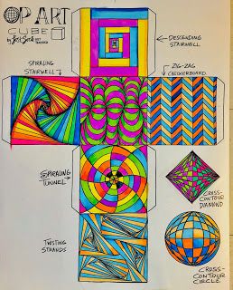 Op Art Projects, Op Art Lessons, Class Themes, �معرض فني, 7th Grade Art, Art Cube, 8th Grade Art, Middle School Art Projects, Art Lessons Middle School