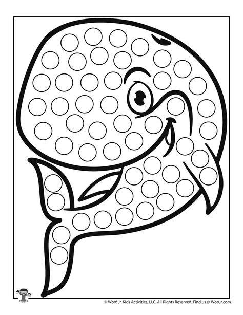 Whale Do a Dot Art Coloring Sheet for Kids | Woo! Jr. Kids Activities : Children's Publishing Ocean Crafts Preschool, Octopus Colors, Early Childhood Education Programs, Dot Marker Activities, Bingo Dauber, Rock Beach, Do A Dot, Coloring Sheets For Kids, Ocean Crafts