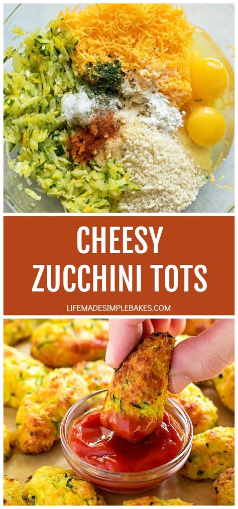 Cheddar Cheese Dip, Zucchini Tots, Life Made Simple, Cheesy Zucchini, Shredded Zucchini, Zucchini Muffins, Dinner Sides, Garden Recipes, Zucchini Bread