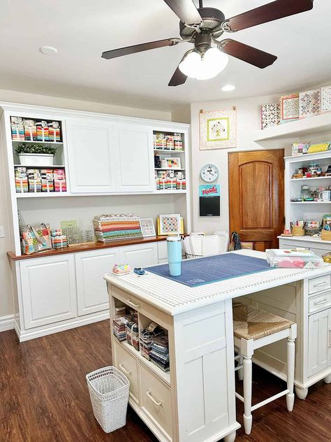 Organizing Your Sewing Room - A Quilting Life Quilt Sewing Room, A Quilting Life, Sewing Room Furniture, Sewing Room Inspiration, Sewing Room Design, Sewing Room Decor, Dream Craft Room, Craft Room Design, Sewing Room Organization