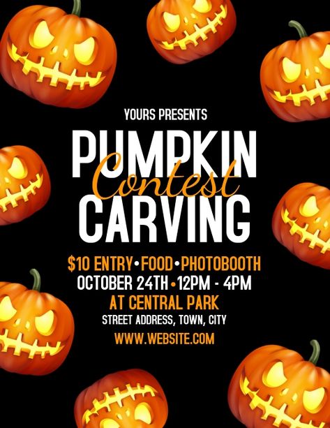 Pumpkin Carving Contest Flyer, Pumpkin Carving Pictures, Halloween Carving, Pumpkin Carving Party Invitations, Halloween Banners, Contest Poster, Pumpkin Carving Contest, Pumpkin Carving Party, Amazing Pumpkin Carving