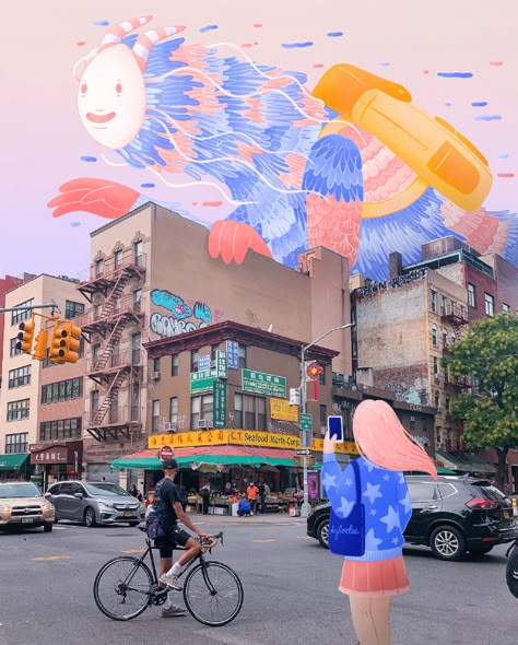 Loe Lee Nyc Illustration, Miyazaki Anime, New York City Streets, Mises En Page Design Graphique, Film Ideas, Summer Campaign, Colossal Art, Tech Art, Illustration Photo