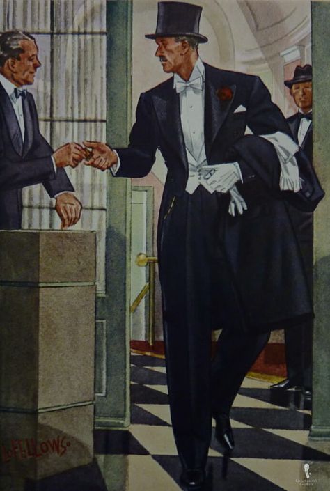 White Tie Evening Tailcoat & Trousers — Gentleman's Gazette 1930s Tuxedo, Men's Fashion Illustration, Black Tie Tuxedo, Blithe Spirit, Mens Fashion Illustration, Fashion Illustration Vintage, 42nd Street, Vintage Mens Fashion, Fashion Sketch