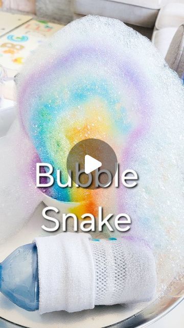 Rainbow bubble snake 🌈  You HAVE to try this!!  ❤️ Cut the bottom of a water bottle 🧡 Pull a clean sock over the top (secure wi... | Instagram Rainbow Bubble Snakes, Bubble Day, Bubble Snake, Bubble Mixture, Shoe Lace Tying, Instagram Shoes, Rainbow Bubbles, Playbased Learning, Shoe Lace Patterns Converse