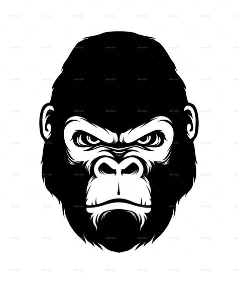 Gorilla Illustration, Gorilla Gorilla, Gorillas Art, Gorilla Tattoo, Head Silhouette, Monkey Art, Drawing Heads, Desenho Tattoo, 3d Drawings