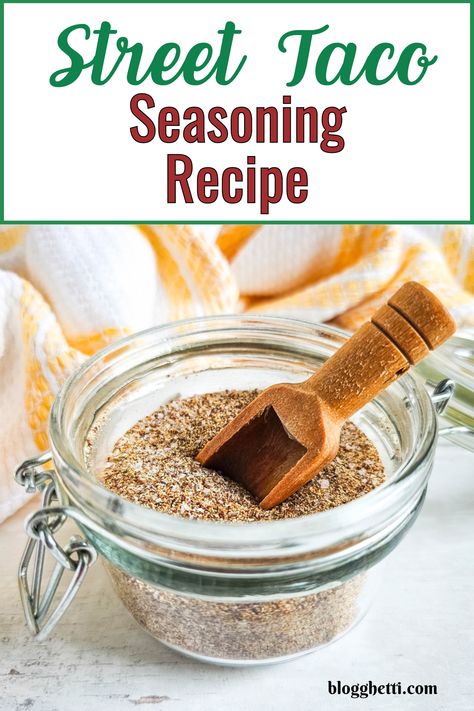 Elevate your taco game with this homemade street taco seasoning recipe. This flavorful blend is perfect for spicing up your ground beef, chicken, or fish tacos. Simply mix together a few simple ingredients like chili powder, cumin, paprika, and garlic powder to create a delicious and authentic seasoning for your home-cooked tacos. Perfect for taco Tuesday or any day of the week, this recipe is sure to impress your friends and family. Street Tacos Seasoning Recipe, Street Taco Seasoning Recipe, Authentic Taco Seasoning Recipe, No Salt Taco Seasoning, Homemade Taco Seasoning Recipe Easy, Mccormick Taco Seasoning Recipe, Authentic Taco Seasoning, Homemade Taco Seasoning Easy, Street Taco Seasoning