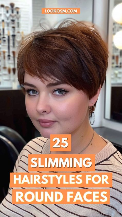 Long Pixie Color Ideas, Haircut For Chunky Faces, Pixie For Thick Hair Round Face, Beatles Haircut Women, Pixie Haircut For Full Faces, Short Hairstyle For Fat Face Girl, Short Hairstyles For Women Round Face, Best Short Hair For Round Face, Try Hairstyles On Your Face