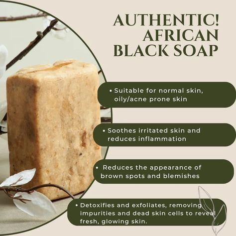 ✨ Authentic African Black Soap ✨ Experience the power of nature with our vegan, cruelty-free African Black Soap, perfect for normal to oily/acne-prone skin. 🌿 🌟 Benefits: ✔️ Improves and enhances your natural skin tone ✔️ Fades brown spots & blemishes for an even complexion ✔️ Soothes irritated skin & reduces inflammation ✔️ Detoxifies and exfoliates, revealing fresh, glowing skin Embrace radiant skin with an all-natural detoxifying formula you can trust! 🌱💫 ➡️ Click the link in the bio to... African Black Soap Benefits, Black Soap Benefits, Soap Benefits, Helpful Things, Natural Skin Tone, African Black Soap, Power Of Nature, Black Soap, Health Skin Care