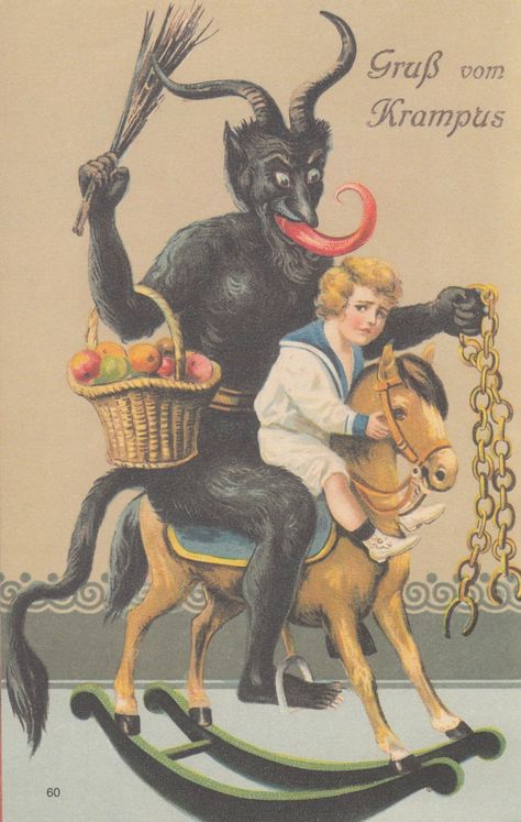 Vintage Krampus, Krampus Christmas, Victorian Christmas Cards, Amsterdam Art, Creepy Vintage, Easter Illustration, Boys Posters, Creepy Christmas, Dark Christmas