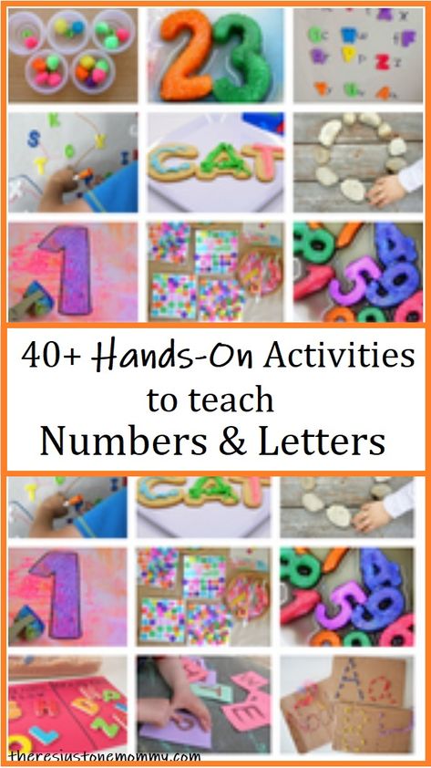 Over 40 fun ways to teach toddlers and preschoolers letters and numbers  #preschool #toddler #preschoolactivities Teaching Toddlers Letters, Teaching Abcs, Educational Activities For Toddlers, Educational Toddler Activities, Toddler Math, Alphabet For Toddlers, Teaching Boys, Preschool Homeschool, Teaching Numbers