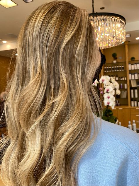 Dimensional Golden Blonde Balayage, Partial Balayage Honey Blonde, Golden Balayage Hair, Blonde Balayage On Natural Blonde, Subtle Golden Highlights, Level 8 Hair Color With Highlights, Gold Blonde Hair Honey Balayage, Golden Brown Hair With Blonde Highlights, Honey Balayage On Light Brown Hair