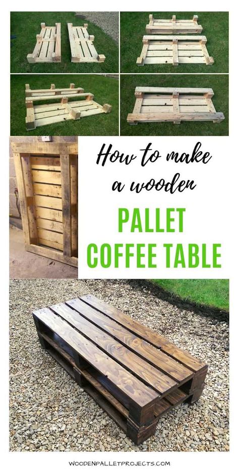 Pallet Patio Furniture Diy Instructions, Crafts With Wood Pallets, Palette Board Projects, Diy Coffee Table Pallet, Uses For Pallets Diy Projects, Pallet Legs Ideas, 1 Pallet Projects Easy Diy, One Pallet Projects Diy, 3 Pallet Projects