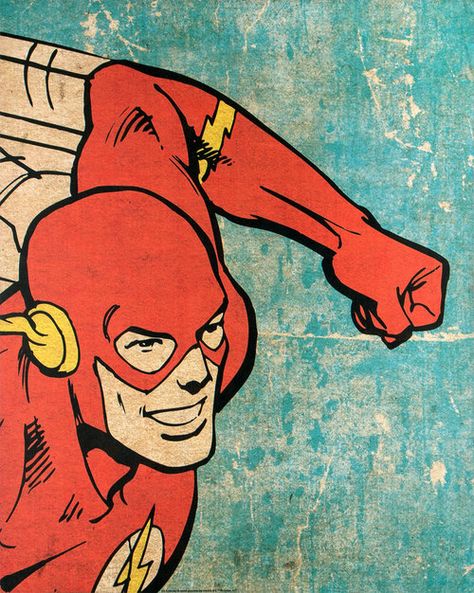 Vintage Superhero Posters, Superhero Pop Art, Dc Flash, Vintage Superhero, Comic Collage, Flash Comics, Superhero Wall Art, Entertainment Wall, Dc Comic Books