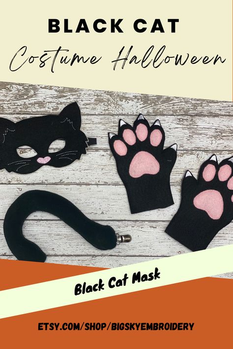 Black Cat Felt Eye Masks and Costume PiecesCome on in and let's play dress up! With our animal masks, your child's imagination will come to life. #animal #halloween #halloweencostume #birthday #birthdaycostume #etsy #felt #kid #kidcrafts #masks #kidmasks #handmade #feltmask #partyfavor #costumes Diy Cat Costume Kids, Homemade Cat Costume, Book Inspired Costumes, Noah Costume, Cat Costume Halloween, Black Cat Mask, Cat Costume Kids, Black Cat Costume, Kitten Costumes