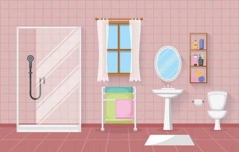 Bathroom Cartoon, House Light, House Cartoon, Creative Bathroom, Kids Background, Interior Clean, Living Room Background, Classic Bathroom, Wood House