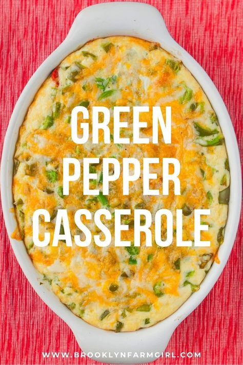 This Green Pepper Cheese Bake is a garden vegetable delight. Made with green bell peppers, tomatoes, corn, spinach, cream, cheese, and eggs, this comforting casserole makes for a delicious vegetarian side dish or main meal. Green Bell Pepper Recipes, Pepper Recipes Healthy, Pepper Casserole, Preserving Vegetables, Stuffed Pepper Casserole, Mexican Bread, Lasagna Recipes, Cheese Bake, Bell Pepper Recipes