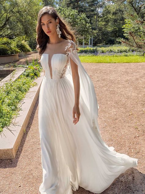 Greek Wedding Dresses, Unusual Wedding Dresses, Jeweled Wedding Dress, Top Wedding Dress Designers, Cape Wedding Dress, Chiffon Wedding Dress, Affordable Wedding Dresses, Greek Wedding, Wedding Dress Pictures