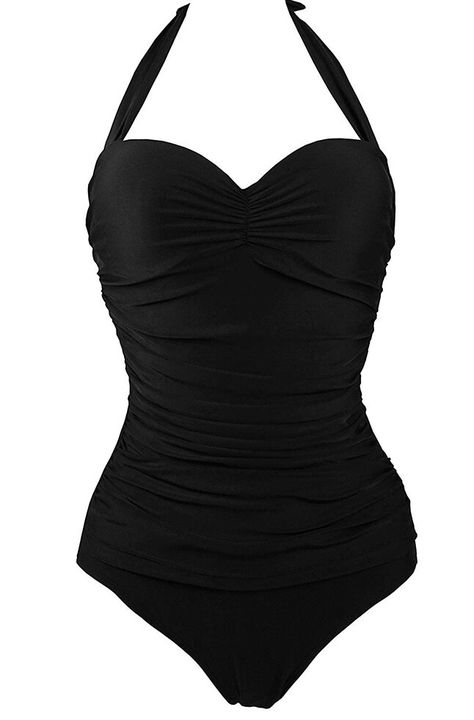 Black Swimsuit Outfit, Simple Swimsuit, Body Guide, Pin Up Swimsuit, Vintage One Piece, Flattering Swimsuits, Swimsuit Fabric, Swimsuits Outfits, Best Swimsuits