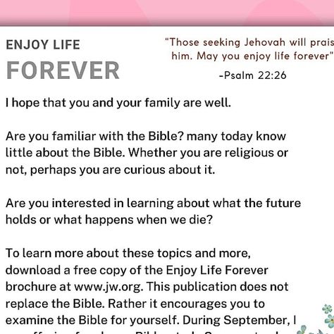 Informal Letter Writing, Letter Writing Examples, Letter Writing Samples, Letter Writing Template, Jw Bible, Writing Samples, Jehovah Witness Quotes, Personal Bible Study, Bible Activities