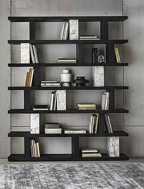 Sophisticated design solutions from LEPERE that will motivate you at home or at the office  #lepereinteriors #homeoffice #commercialfurniture Modern Bookshelf Design, Furniture Textiles, Creative Bookcases, Modular Bookshelves, Art Deco Fireplace, Office Bookshelves, Front Wall Design, Industrial Shelf, Modern Bookshelf