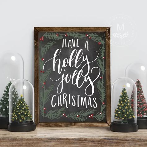 Christmas Signs Over Fireplace, Christmas Easel Sign, Board And Batten Christmas Decor, Cute Christmas Signs, Christmas Decor Rustic, Have A Holly Jolly Christmas, Chalk Sign, Holiday Fonts, White Sign