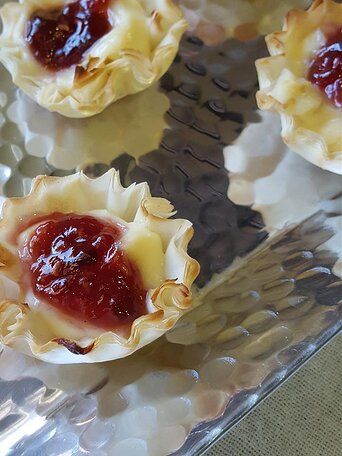 Brie Cups Recipe | Allrecipes Brie Cups, Filo Cups, Baked Brie Appetizer, Ella Claire, Brie Cranberry, Cranberry Thanksgiving, Brie Appetizer, Cranberry Brie, Cheesy Appetizer