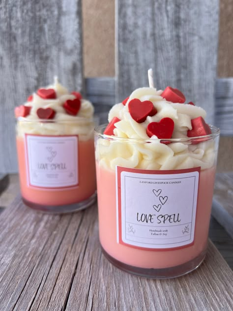 Diy Valentine Candles, Whipped Candle, Tallow Candle, Tallow Candles, Homemade Candle Recipes, Lilin Aroma, Whipped Tallow, Игрушки Funko Pop, Candle Making Recipes