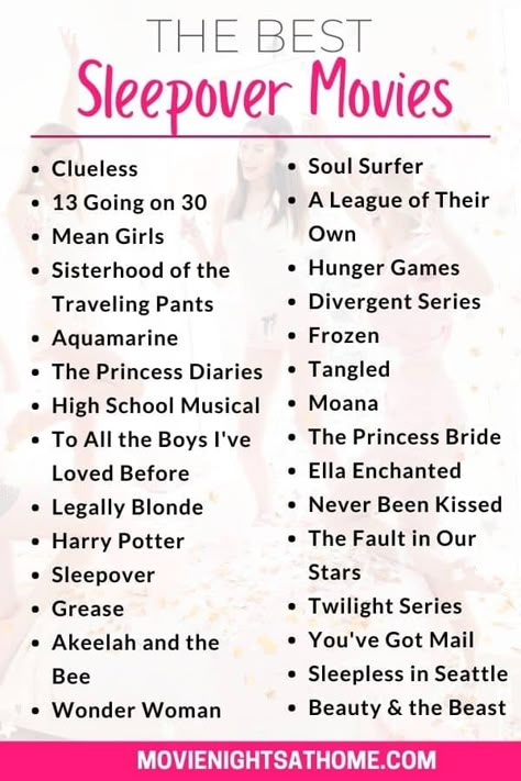 Sleepover Movies, The Best Sleepover, Teen Sleepover Ideas, Girls Night Movies, Sleep Over Ideas, Sleepover Stuff, Birthday Sleepover Ideas, Teen Sleepover, Ella Enchanted