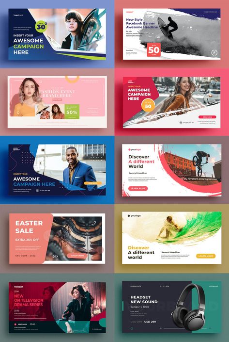 15 Facebook Ad Templates Facebook Ads Design Ad Campaigns, Branding Banner Design, Professional Banner Design, Ad Template Design, Fb Ads Design Ideas, Fb Ads Design, Product Banner Design Ideas, Facebook Ads Design Ideas, Product Ads Design