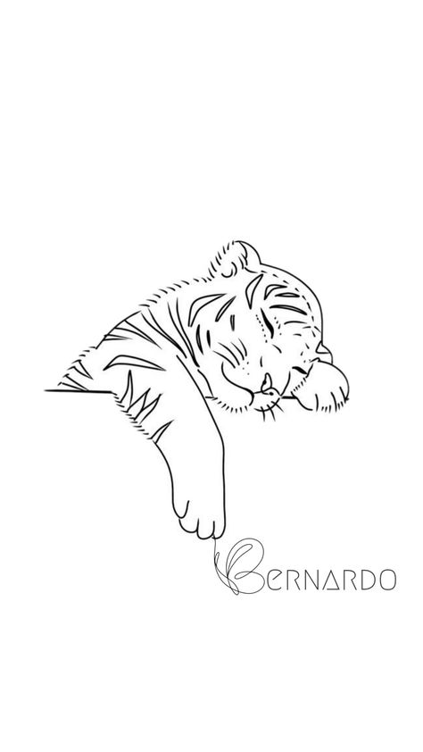 Tiger Cub Drawing, Tiger Stencil, White Tiger Tattoo, Tiger Face Tattoo, Small Animal Tattoos, Rare Tattoos, Cubs Tattoo, Cat Tattoo Simple, Simple Tattoos For Women