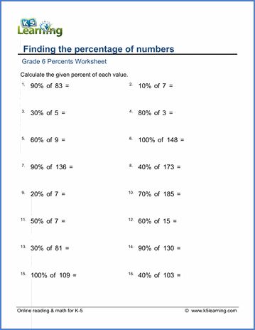 Grade 6 math worksheets on finding given percentages of whole numbers; the whole numbers are less than 100 and the percentages are multiples of 10. Free pdf worksheets from K5 Learning's online reading and math program. Percentages Math Worksheets, Multiples Worksheet, Grade 6 Math Worksheets, Percentages Math, Number Worksheet, Grade 6 Math, Cursive Writing Worksheets, Whole Numbers, Primary Lessons