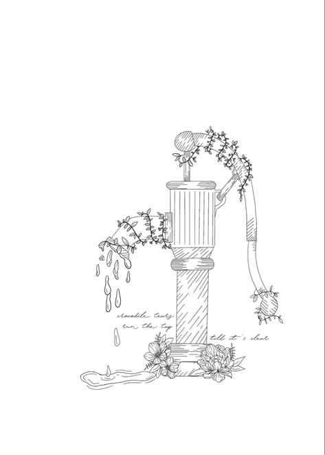 Water Well Tattoo, Wishing Well Tattoo, Phoebe Bridgers Tattoo, Well Tattoo, Small Water Fountain, Phoebe Bridgers, Music Tattoos, Aesthetic Tattoo, Patch Work