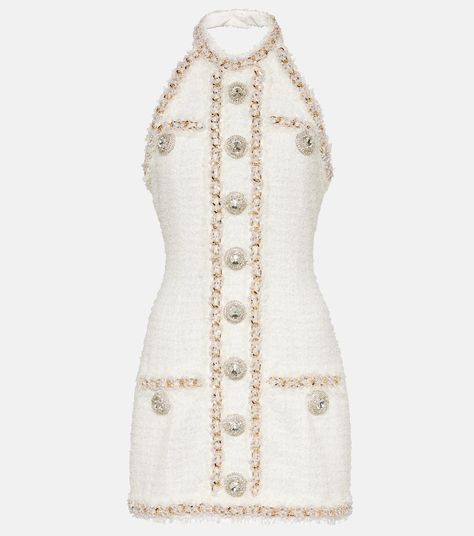 Chanel Fashion Outfits, Balmain Tweed, Balmain Clothing, Balmain Dress, Girls Attire, High Fashion Dresses, Corset Mini Dress, Kpop Outfits, White Fashion