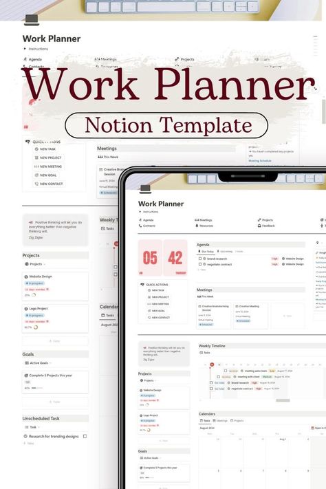 Maximize your productivity and project efficiency with our minimalist Work Planner Notion Template. Streamline your workflow and centralize your tasks, projects, and goals in one sleek Notion Dashboard for ultimate productivity. What you will get? ✅ A PDF copy with the link to the Notion Template Terms of Use: ✅ For Personal use only ✅ You cannot resell this template to anyone. 📌IMPORTANT REMINDERS: ✅ This planner only works with the Notion app and Notion.So (website). ✅ You need to create your Notion Template Work, Notion Freelance, Life Planner Organization, Mom Things, Study Apps, Time Tracker, Organized Chaos, Daily Task, Notion Template