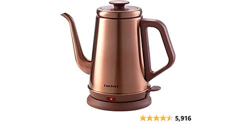 DmofwHi 1000W Gooseneck Electric Kettle (1.0L),100% Stainless Steel BPA Free Electric Tea Kettle with Auto Shut - Off Protection, Pour Over Coffee Kettle for Coffee and Tea-Copper Coffee Kettle, Gooseneck Kettle, Brewing Coffee, Electric Tea Kettle, Kitchen Canister Set, Water Kettle, Free Tea, Pour Over Coffee, How To Make Tea