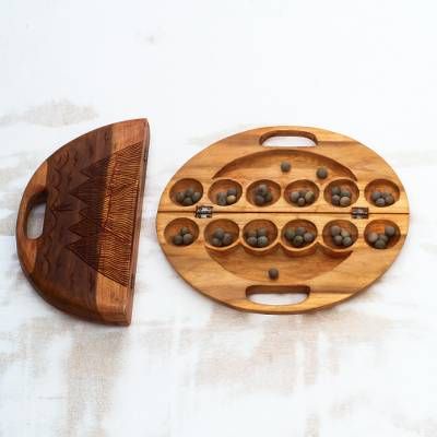 Cultural Wood and Recycle Plastic Oware Game from Ghana - Village Pastime | NOVICA UK Wood Board Games, Indian Games, Mancala Board, Home Playroom, Wooden Board Games, Woodworking Project Ideas, Wood Things, Glow Forge, Wooden Things