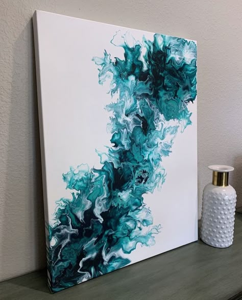 Dutch Pour Painting, Teal Painting, Painting On Canvas For Beginners, Acrylic Fluid Art, Flow Art, Christmas Paintings On Canvas, Pour Paint, Canvas For Beginners, Resin Art Painting