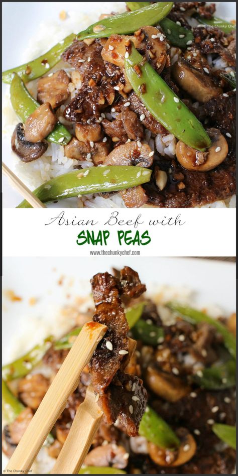 Sugar Snap Pea Recipe, Stuffed Flank Steak, Steak Pinwheels, Snap Peas Recipe, The Chunky Chef, Chunky Chef, Snap Pea, Chinese Foods, Asian Beef