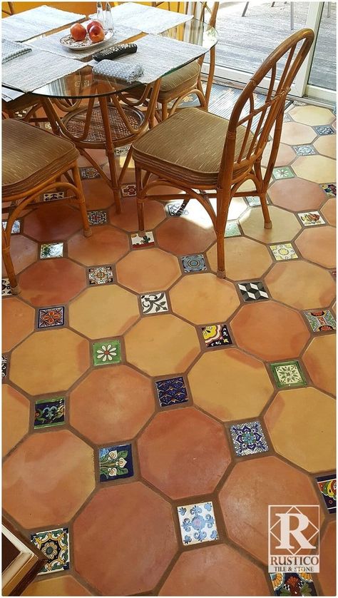 Spanish Flooring, Tile Patio Floor, Whittney Parkinson, Mexican Tile Floor, Tile Patio, Patio Homes, Interior Flooring, Tile Handmade, Board House