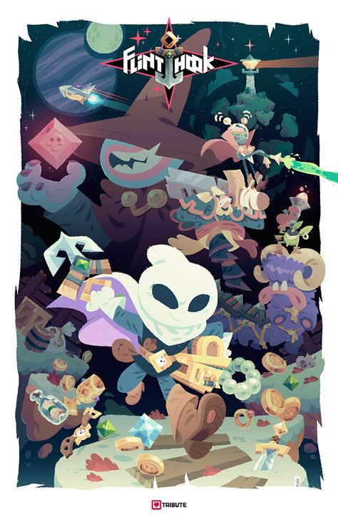 Flinthook ©Tribute Games 2017 on Behance Game Illustration, Cover Art Design, Keys Art, Poster Layout, Game Concept Art, Art Et Illustration, Video Game Art, Childrens Illustrations, Comic Covers