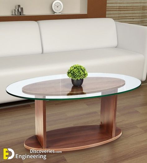 Modern Centre Table Designs, Oval Glass Coffee Table, Centre Table Design, Centre Table Living Room, Creative Coffee Table, Tea Table Design, Center Table Living Room, Display Coffee Table, Table Decor Living Room