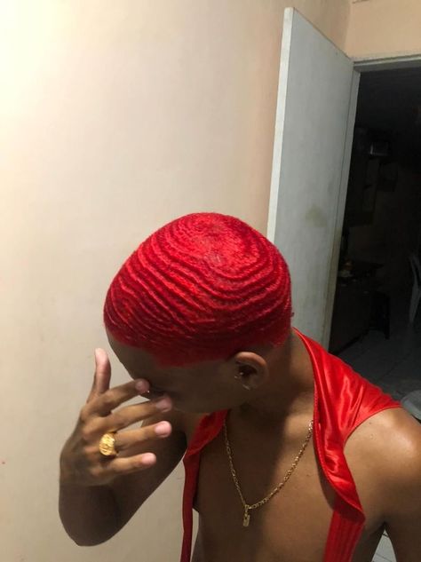 Red Waves Hair Black Men, Black Men Hair Colour, 360 Waves Hair, Bleached Hair Men, Waves Hairstyle Men, Boys Colored Hair, Shaved Hair Women, Waves Hairstyle, Waves Haircut