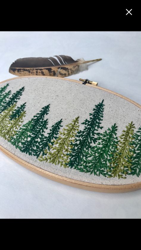 Spruce Trees, Winter Embroidery, Embroidery Leaf, Halloween Embroidery Designs, Embroidery Wall Art, Hoop Embroidery, Halloween Embroidery, Embroidery Shop, Handmade Wall Art