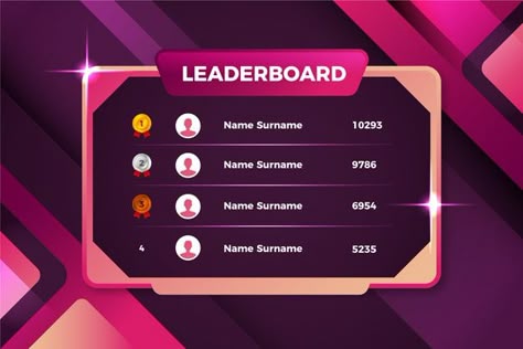 Leaderboard Design Ideas, Leaderboard Ui Design, Leaderboard Design, Game Leaderboard, Autumn Confetti, Glass Trophies, Competition Games, Futuristic Background, Powerpoint Background Design