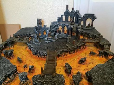 Ideas for lava terrain Lava Terrain, Dungeons And Dragons Diy, Dnd Room, Terrain Building, Dnd Diy, Dnd Crafts, Dnd Minis, Warhammer Terrain, 40k Terrain