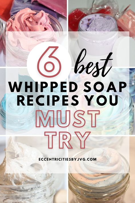 Learn how to make whipped soap with six wonderful ideas to try there is more than enough to try each one this summer. DIY Whipped Soap project ideas to try. Whipped soap gift ideas to make for friends and family. Six whipped soap recipes that are great for your skin. Whipped Body Soap Recipe, How To Make Whipped Soap, Diy Whipped Soap Recipe, Glycerin Soap Ideas, Diy Whipped Soap, Whipped Soap Recipe, Soap Gift Ideas, Glycerin Soap Recipe, Whipped Soap Diy