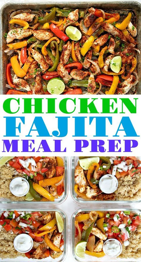 Meal Prep Fajita Chicken, Chicken Fajita Lunch Bowls, Fajita Lunch Meal Prep, Meal Prep Fajita Bowl, Meal Prep Fajitas, Healthy Chicken Meal Prep For The Week, Meal Prep Chicken Fajitas, Healthy Fajita Bowl Meal Prep, Easy Healthy Chicken Meal Prep