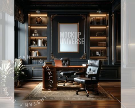 Dark Home Office, Dark Home, Mockup, Home Office, Mock Up