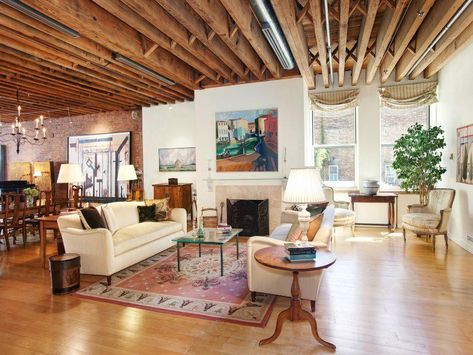 Taylor Swift House, Tribeca Apartment, Nyc Apt, Exposed Brick Walls, Beautiful Rooms, New York Apartment, Nyc Apartment, Celebrity Houses, Exposed Brick